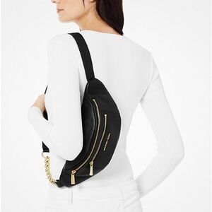 Michael Kors Black Crossbody Bag with Gold Accents